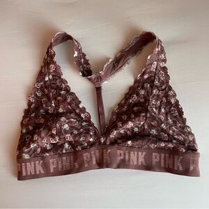 PINK Victoria's Secret floral Lace Bralette - Rosegold